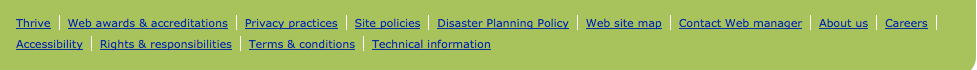 The existing kp.org footer, a flat row of links with no sections
