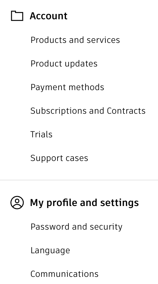 Autodesk Me menu panel with Account links, including Payment methods, and profile settings
