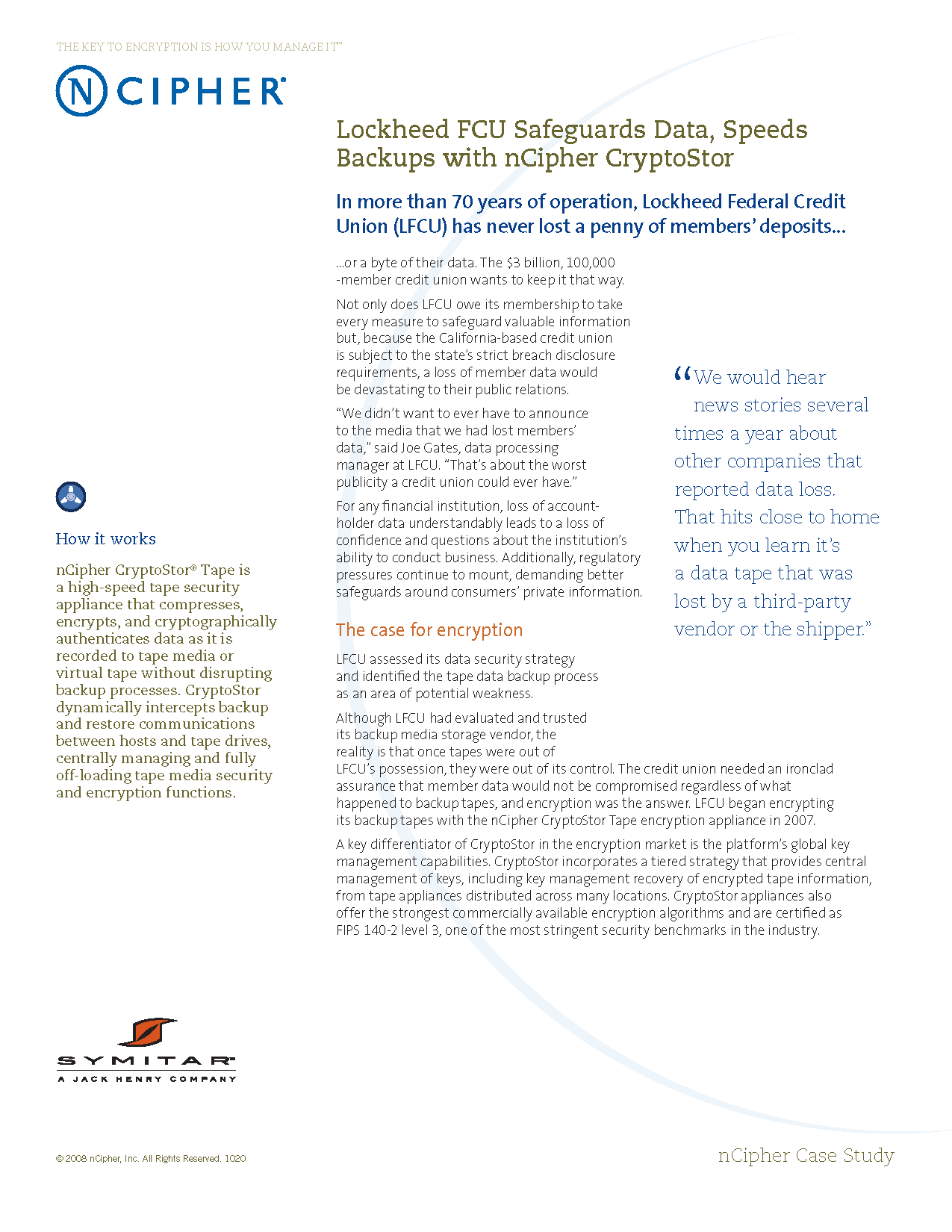 nCipher case study featuring Lockeed FCU