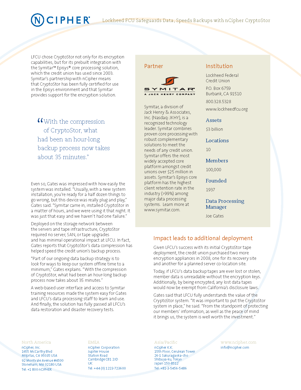 nCipher case study featuring Lockeed FCU